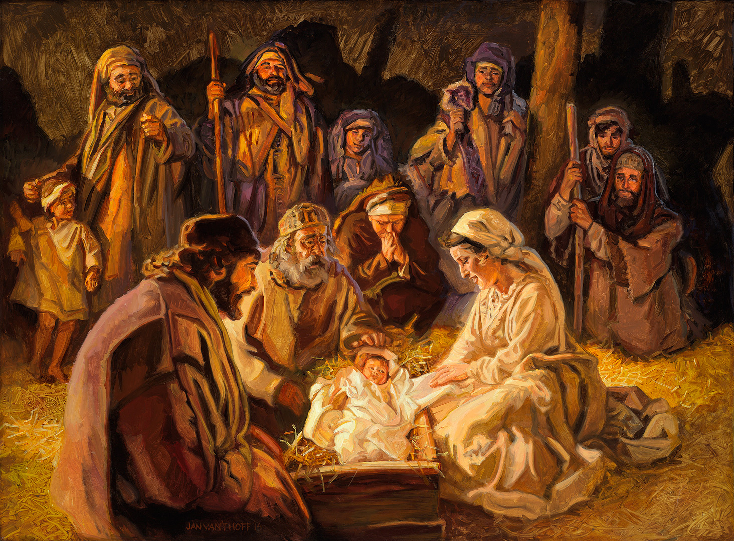 the shepherds visit jesus in the manger