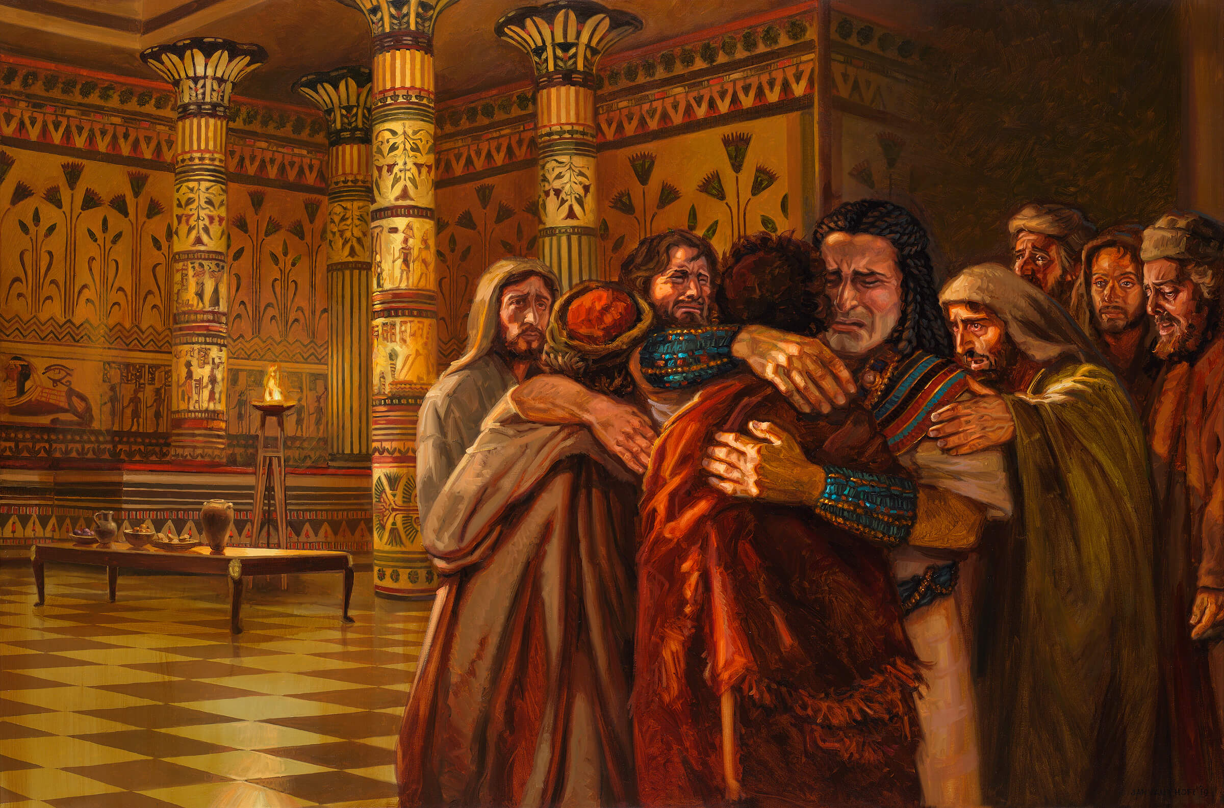 Joseph embraces his brothers 